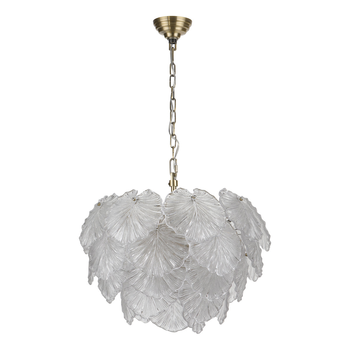 Dar Courtney 10 Light Pendant Textured Glass and Antique Brass – from Amos Lighting + Home
