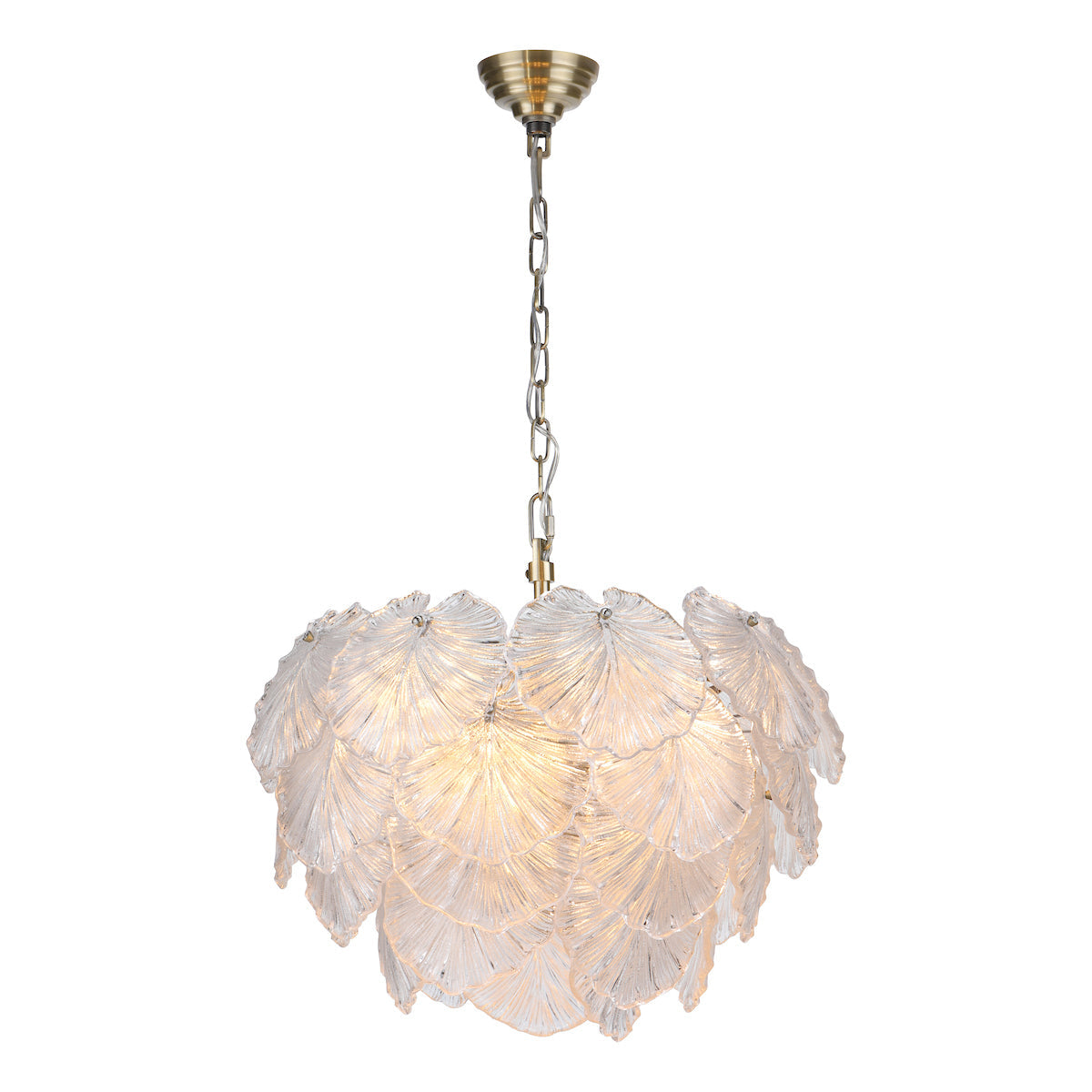 Dar Courtney 10 Light Pendant Textured Glass and Antique Brass – from Amos Lighting + Home