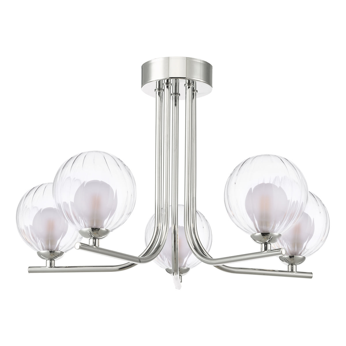 Dar Cradle 5 Light Semi-Flush Polished Chrome & Clear/Opal Glass – from Amos Lighting + Home
