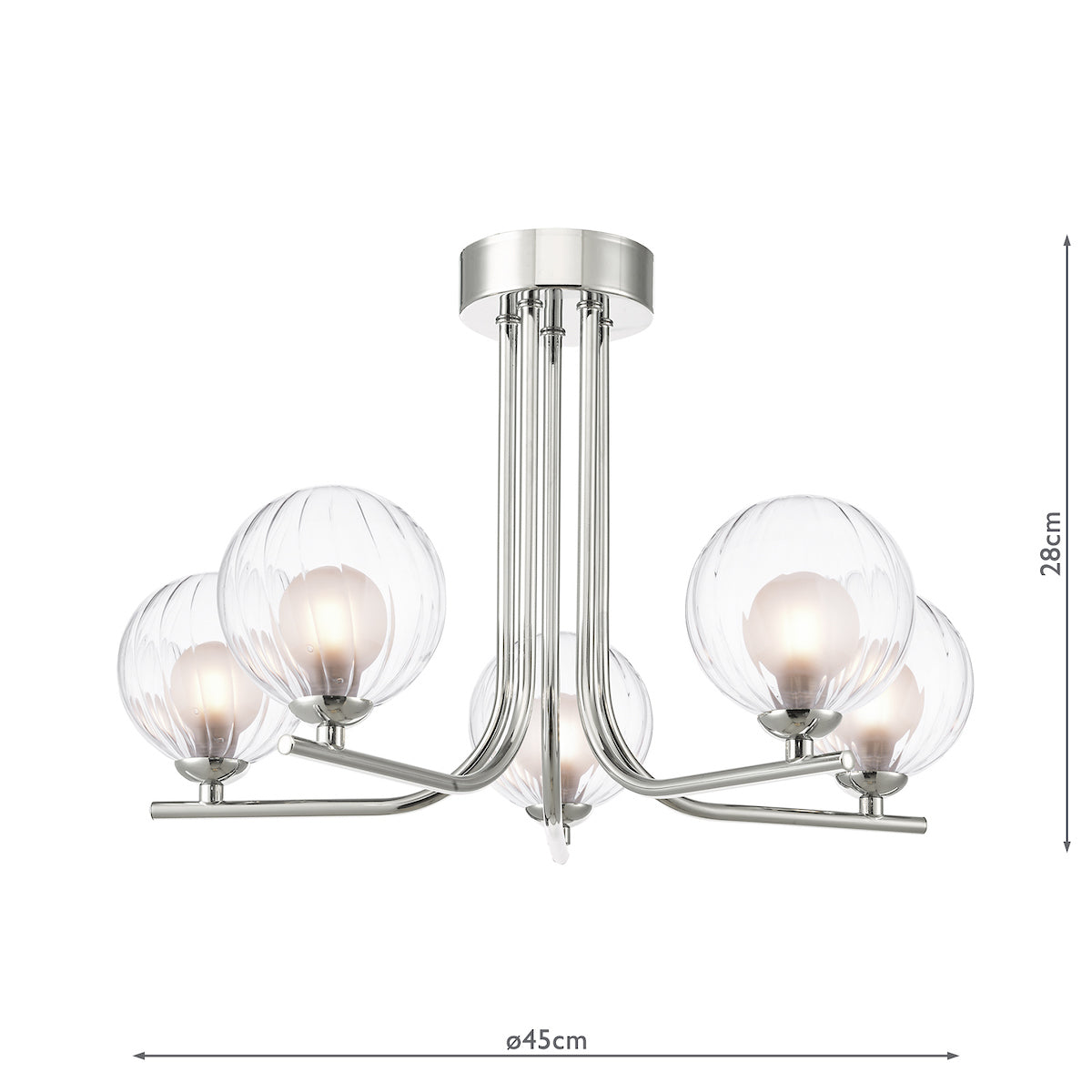 Dar Cradle 5 Light Semi-Flush Polished Chrome & Clear/Opal Glass – from Amos Lighting + Home