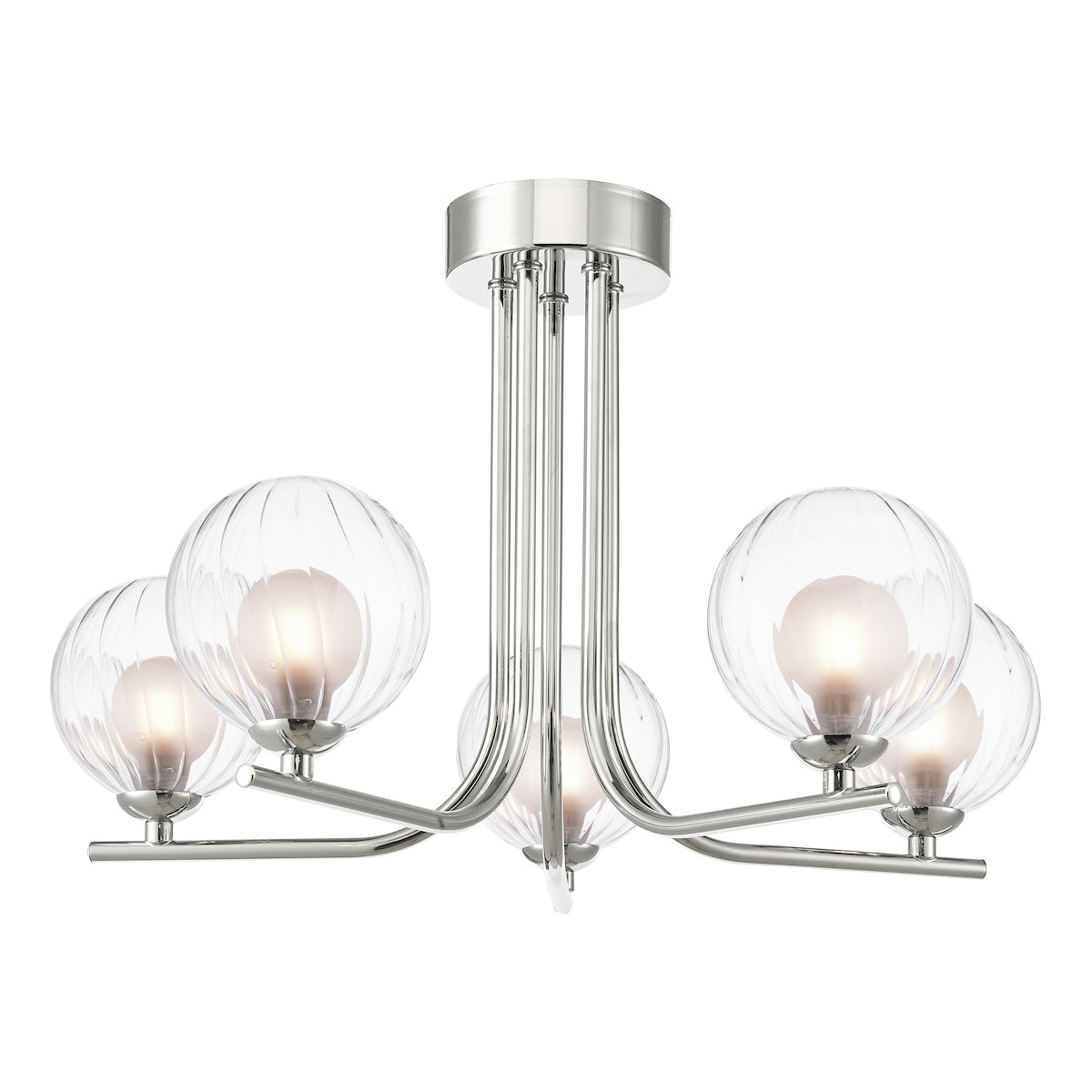 Dar Cradle 5 Light Semi-Flush Polished Chrome & Clear/Opal Glass – from Amos Lighting + Home