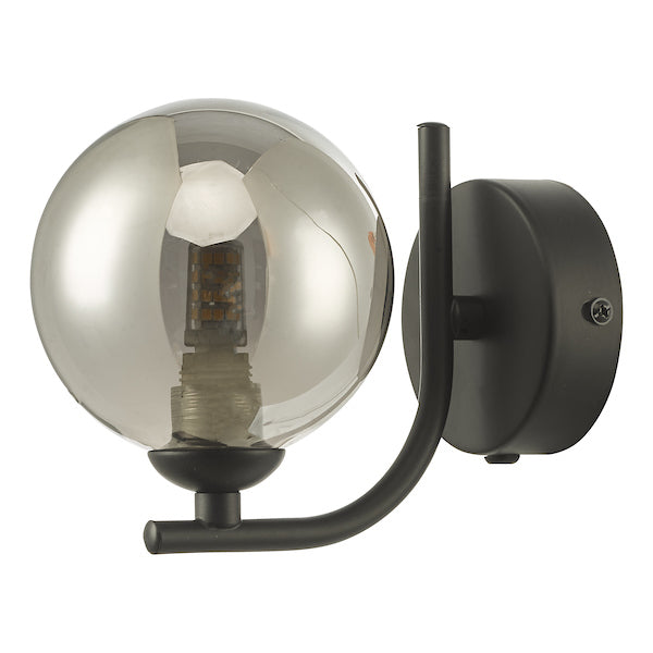 Dar Cradle Wall Light Matt Black Smoked Glass – from Amos Lighting + Home