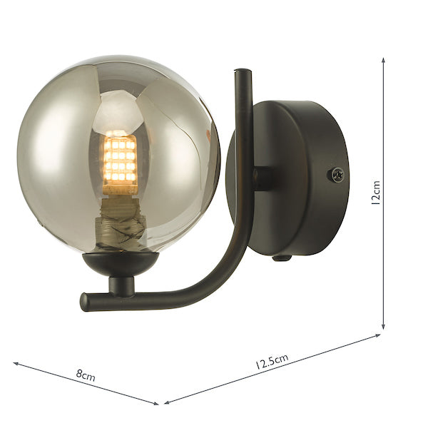 Dar Cradle Wall Light Matt Black Smoked Glass – from Amos Lighting + Home