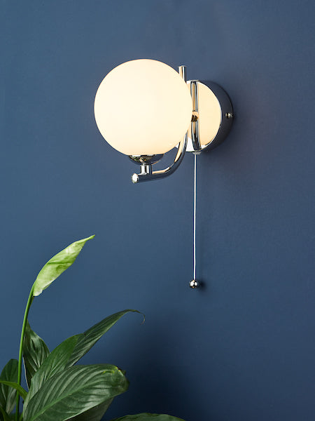 Dar Cradle Wall Light Polished Chrome Opal Glass – from Amos Lighting + Home