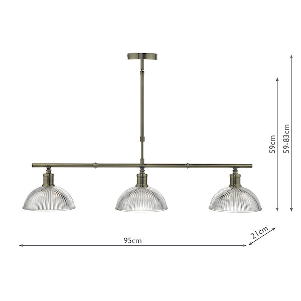 Dar Dara 3 Light Bar Pendant Antique Brass – from Amos Lighting + Home