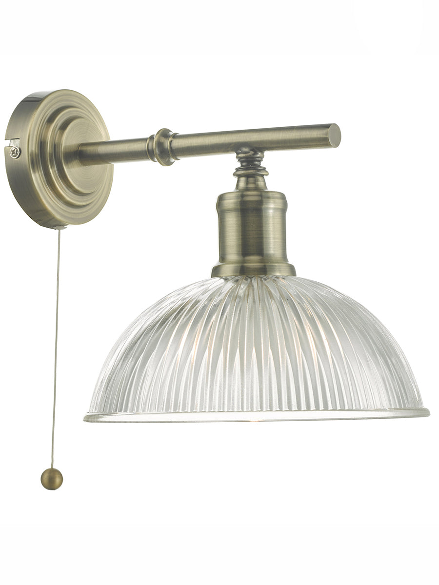 Dar Dara Wall Light Antique Brass Ribbed Glass – from Amos Lighting + Home