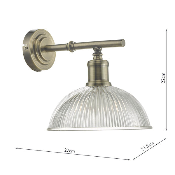 Dar Dara Wall Light Antique Brass Ribbed Glass – from Amos Lighting + Home