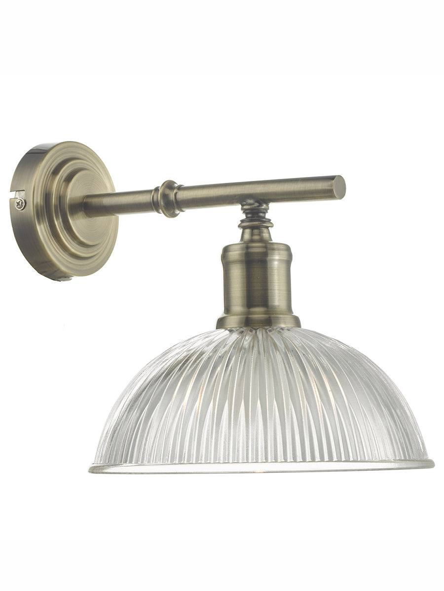Dar Dara Wall Light Antique Brass Ribbed Glass – from Amos Lighting + Home
