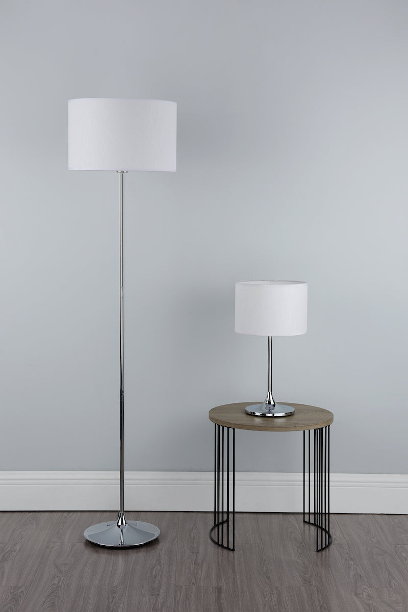 Dar Delta Floor Lamp Polished Chrome With Shade – from Amos Lighting + Home