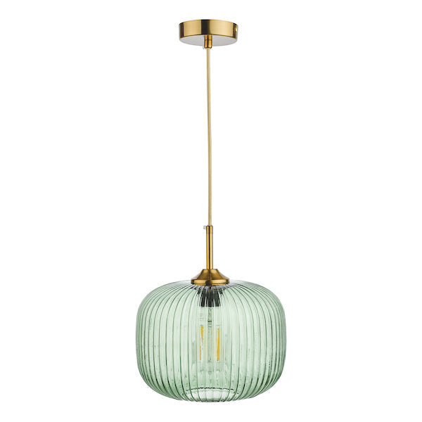 Dar Demarius 1 Light Pendant Green Glass Bronze Detail – from Amos Lighting + Home