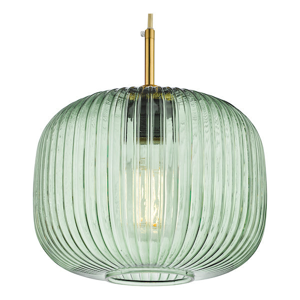 Dar Demarius 1 Light Pendant Green Glass Bronze Detail – from Amos Lighting + Home