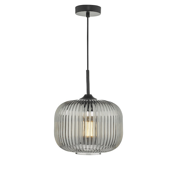 Dar Demarius Pendant Black and Smoked Glass – from Amos Lighting + Home