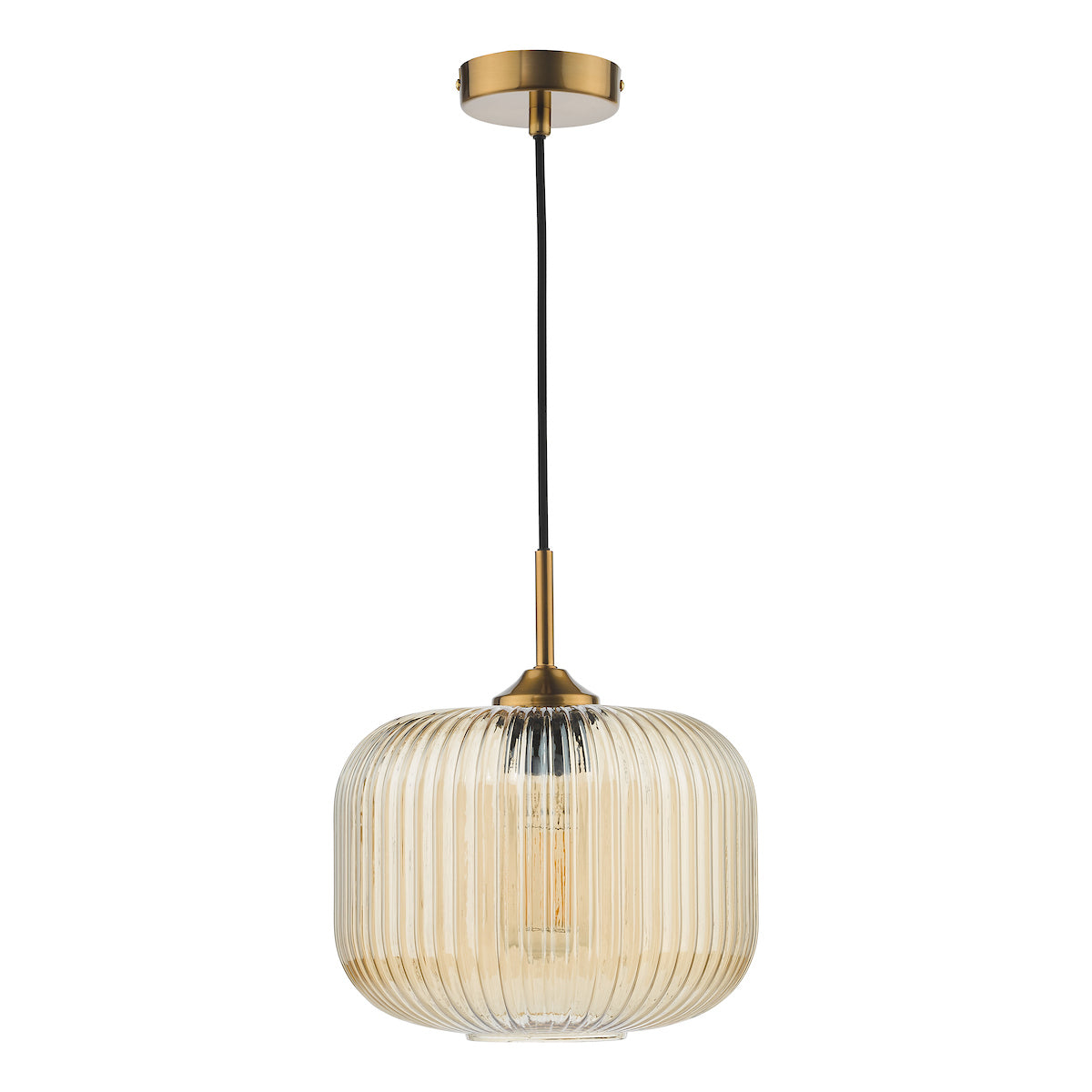 Dar Demarius Pendant Natural Brass and Amber Glass – from Amos Lighting + Home
