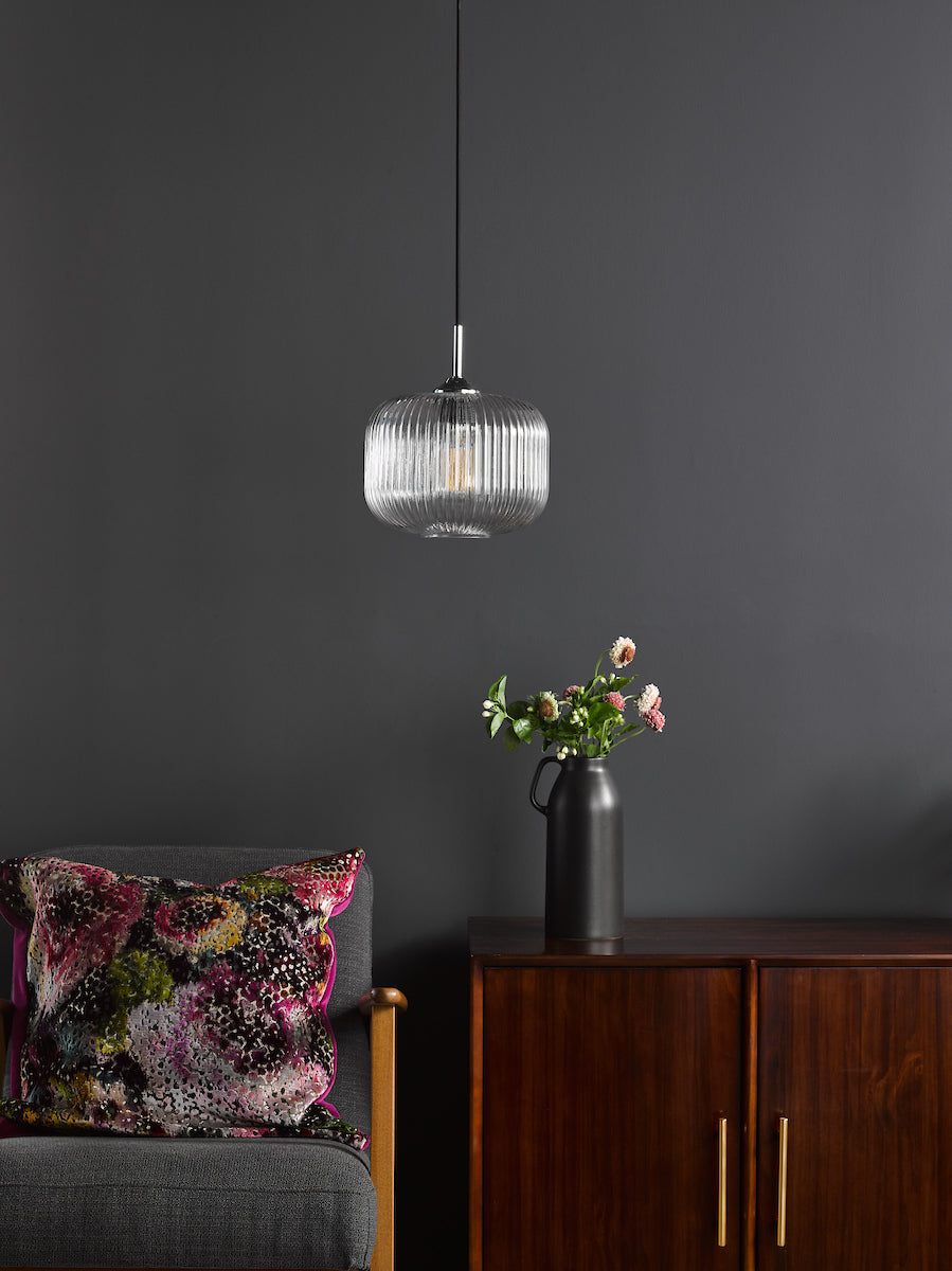 Dar Demarius Pendant Polished Chrome and Clear Glass – from Amos Lighting + Home