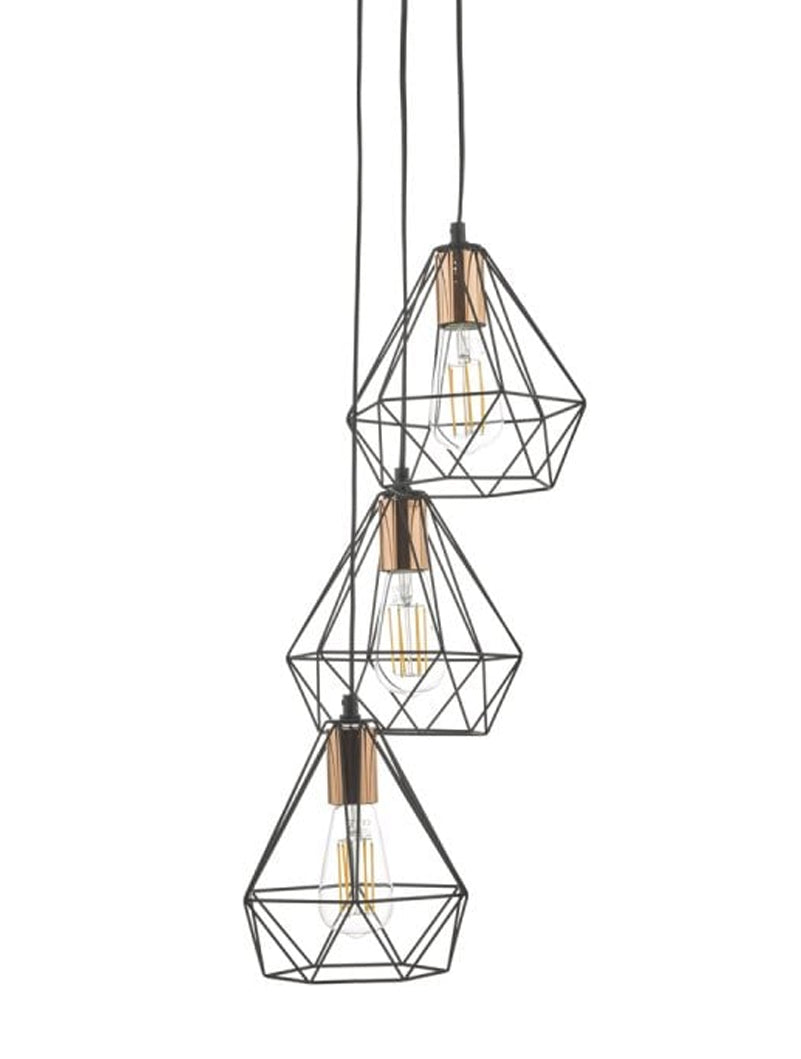 Dar Deyon 3 Light Cluster Pendant Black and Copper – from Amos Lighting + Home