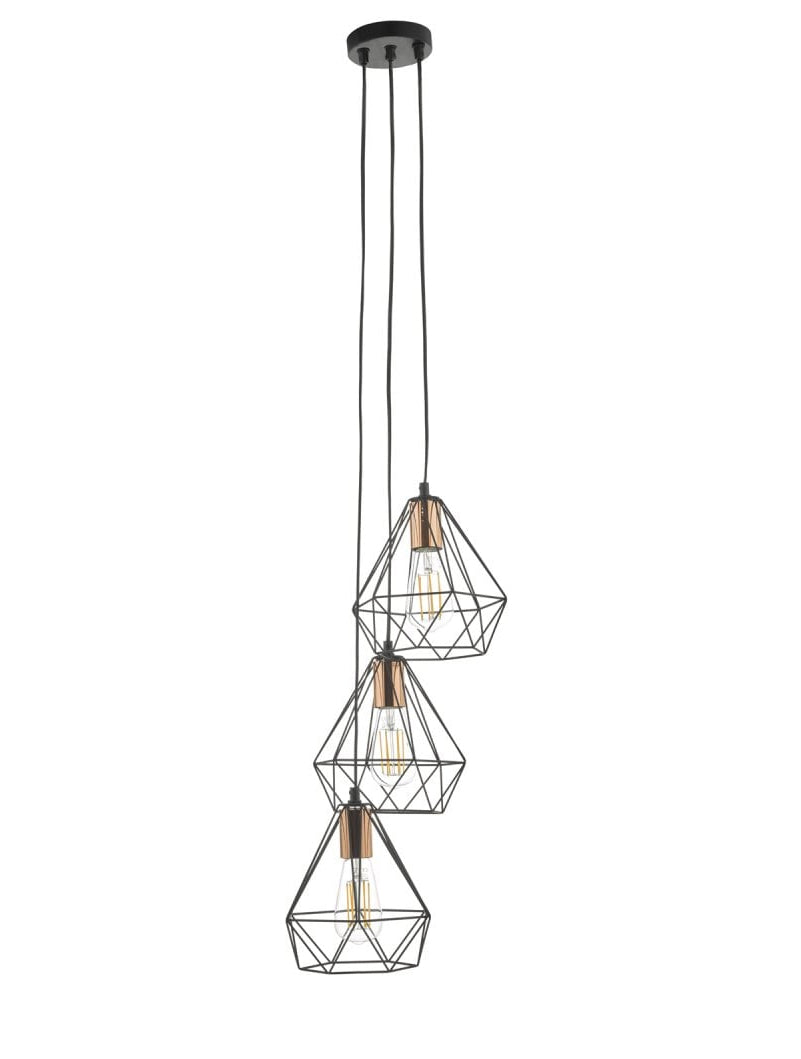 Dar Deyon 3 Light Cluster Pendant Black and Copper – from Amos Lighting + Home