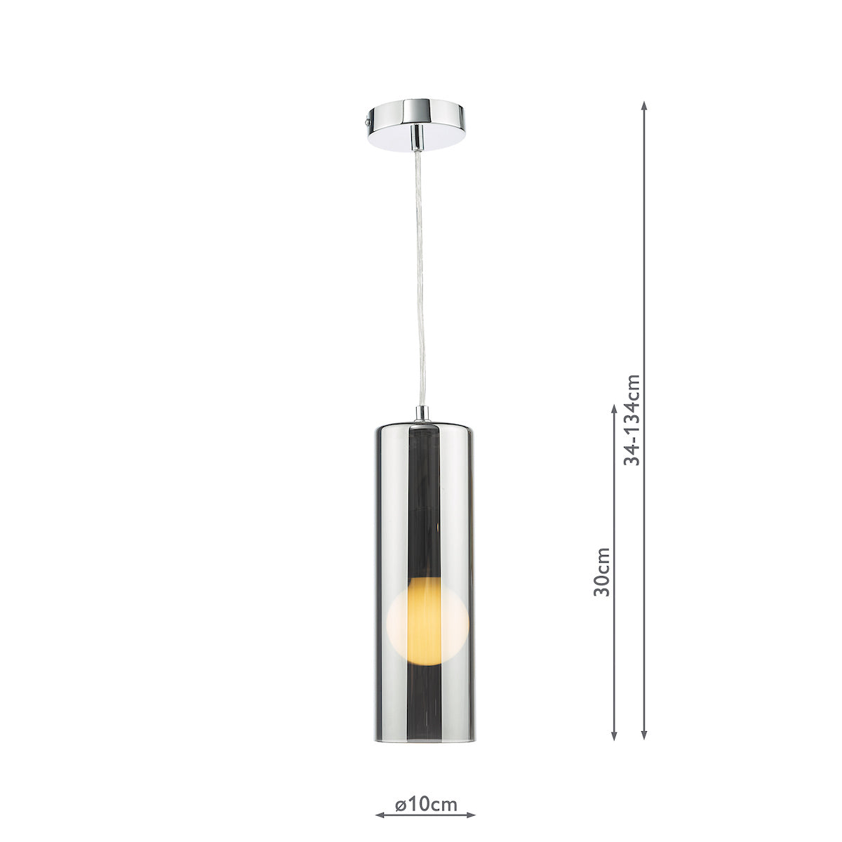 Dar Diaz Pendant Smoked Glass and Polished Chrome – from Amos Lighting + Home