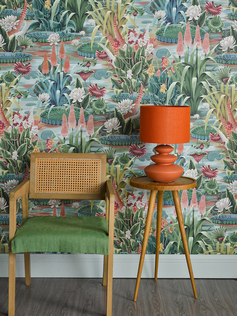 Dar Discus Ceramic Table Lamp Orange With Shade – from Amos Lighting + Home