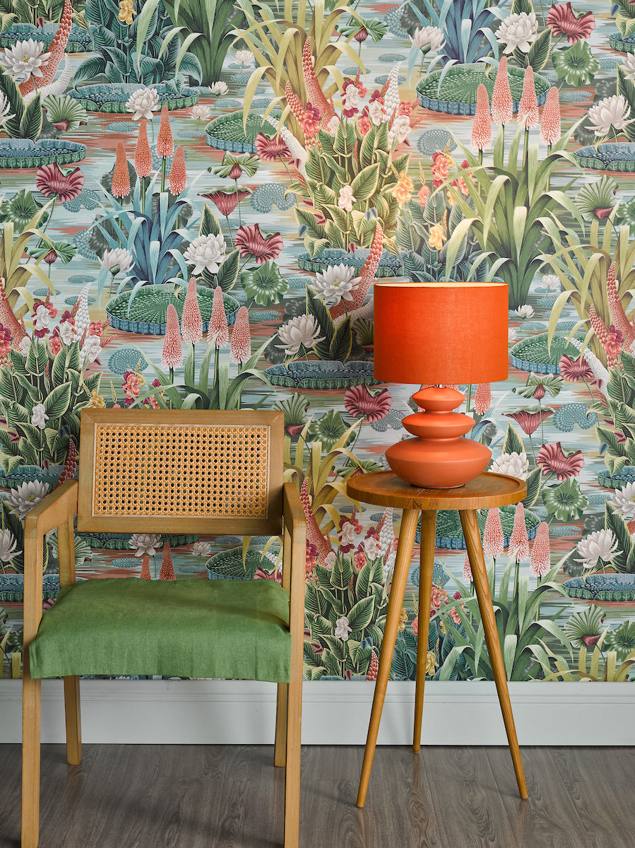 Dar Discus Ceramic Table Lamp Orange With Shade – from Amos Lighting + Home