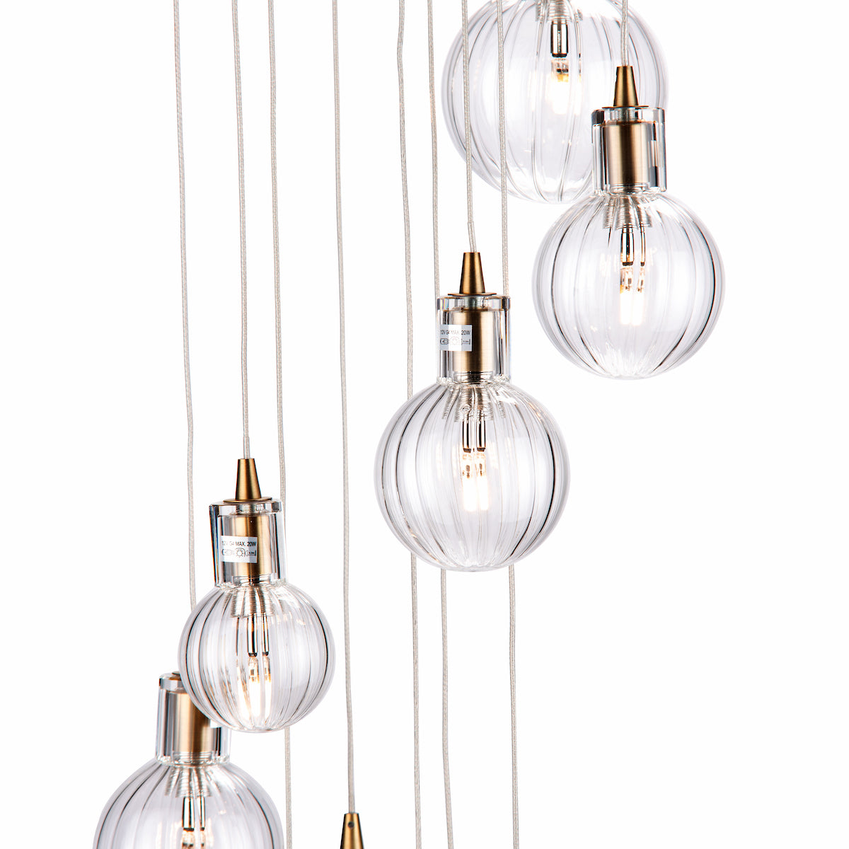 Dar Dita 10 Light Cluster Pendant Brass & Glass – from Amos Lighting + Home