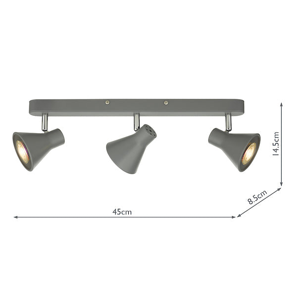Dar Diza 3 Light Bar Spotlight Matt Grey – from Amos Lighting + Home