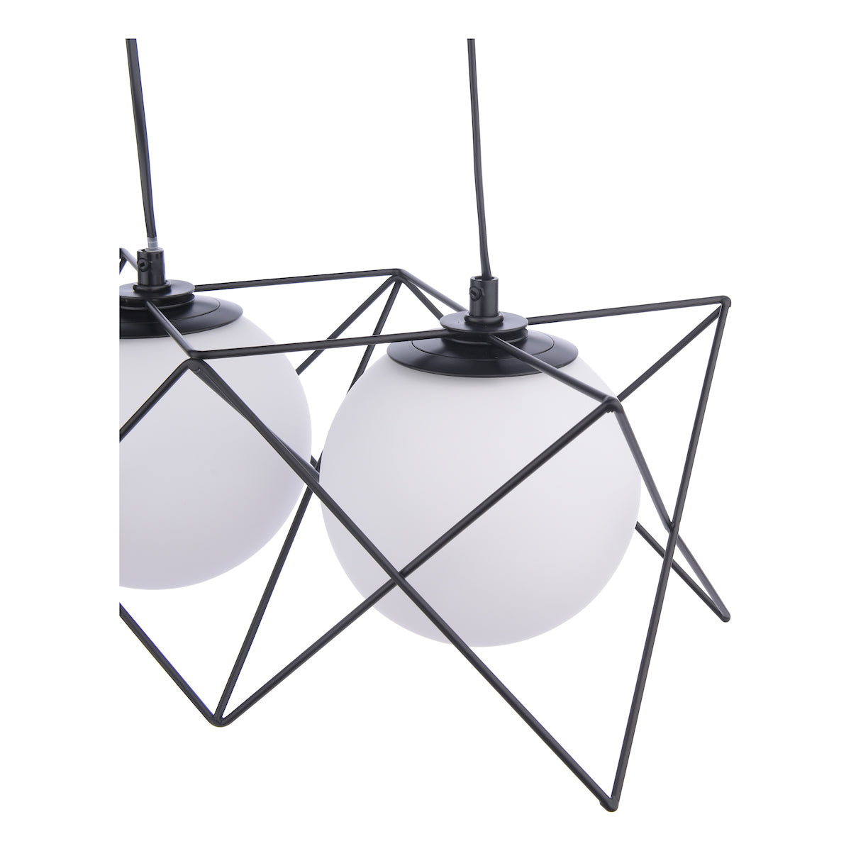Dar Dreyson 3 Light Bar Pendant Matt Black and Opal Glass – from Amos Lighting + Home