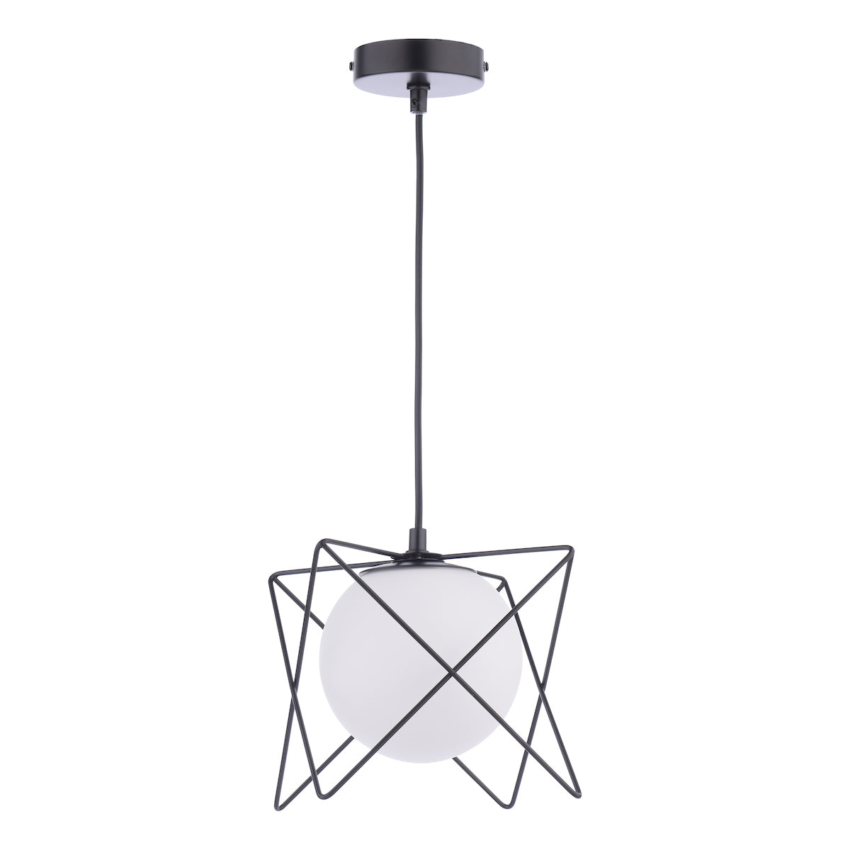 Dar Dreyson Pendant Matt Black and Opal Glass – from Amos Lighting + Home