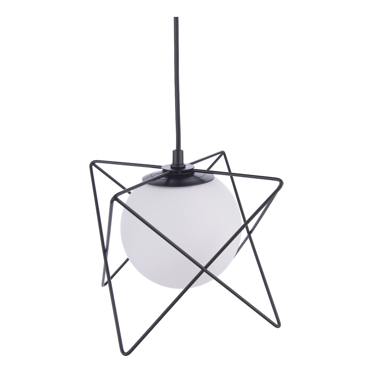 Dar Dreyson Pendant Matt Black and Opal Glass – from Amos Lighting + Home