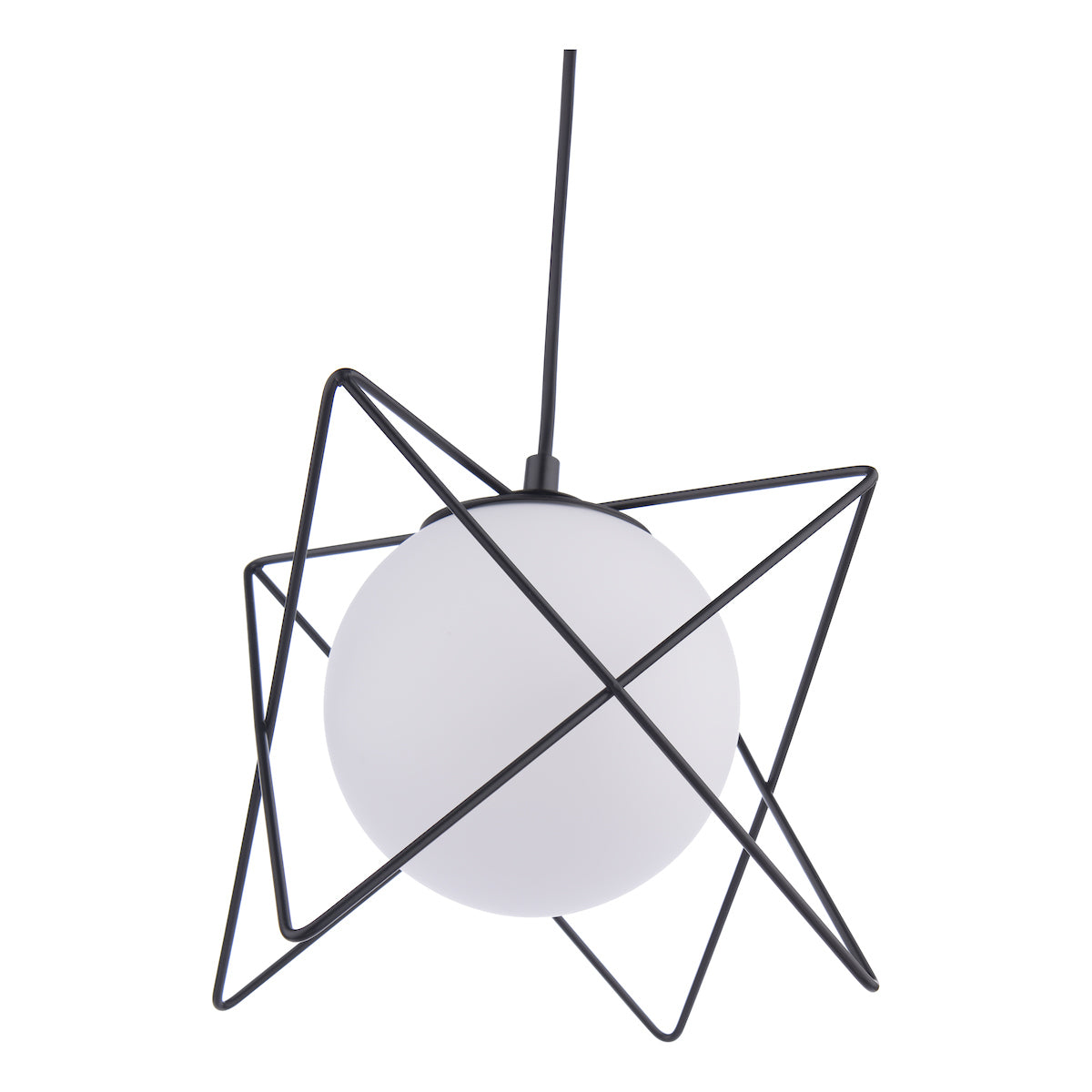 Dar Dreyson Pendant Matt Black and Opal Glass – from Amos Lighting + Home