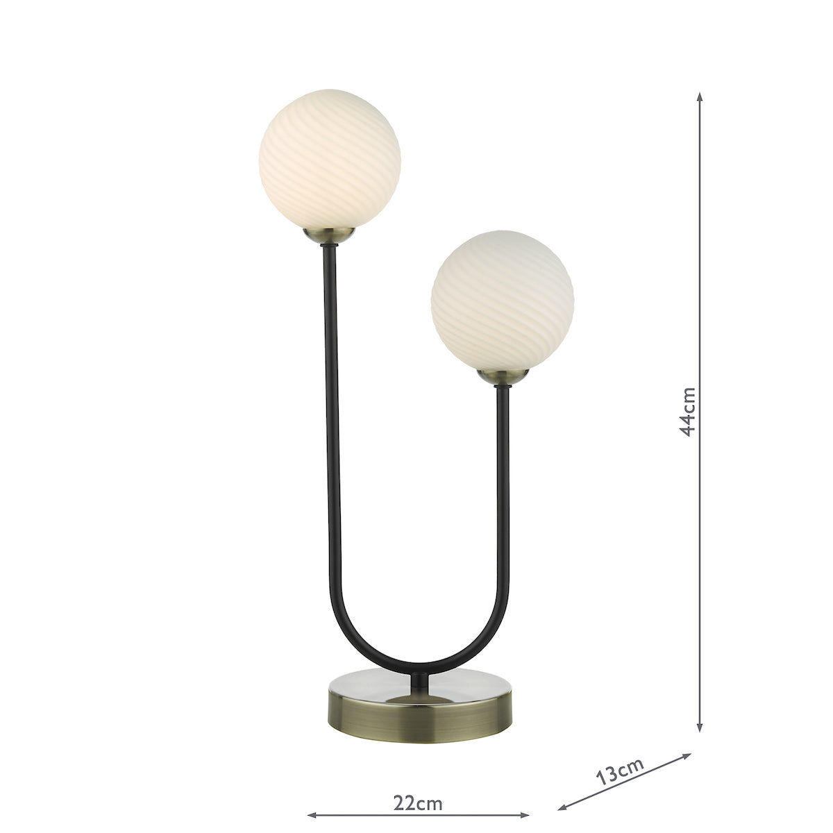 Dar Duo 2 Light Table Lamp Antique Brass and Opal Glass – from Amos Lighting + Home