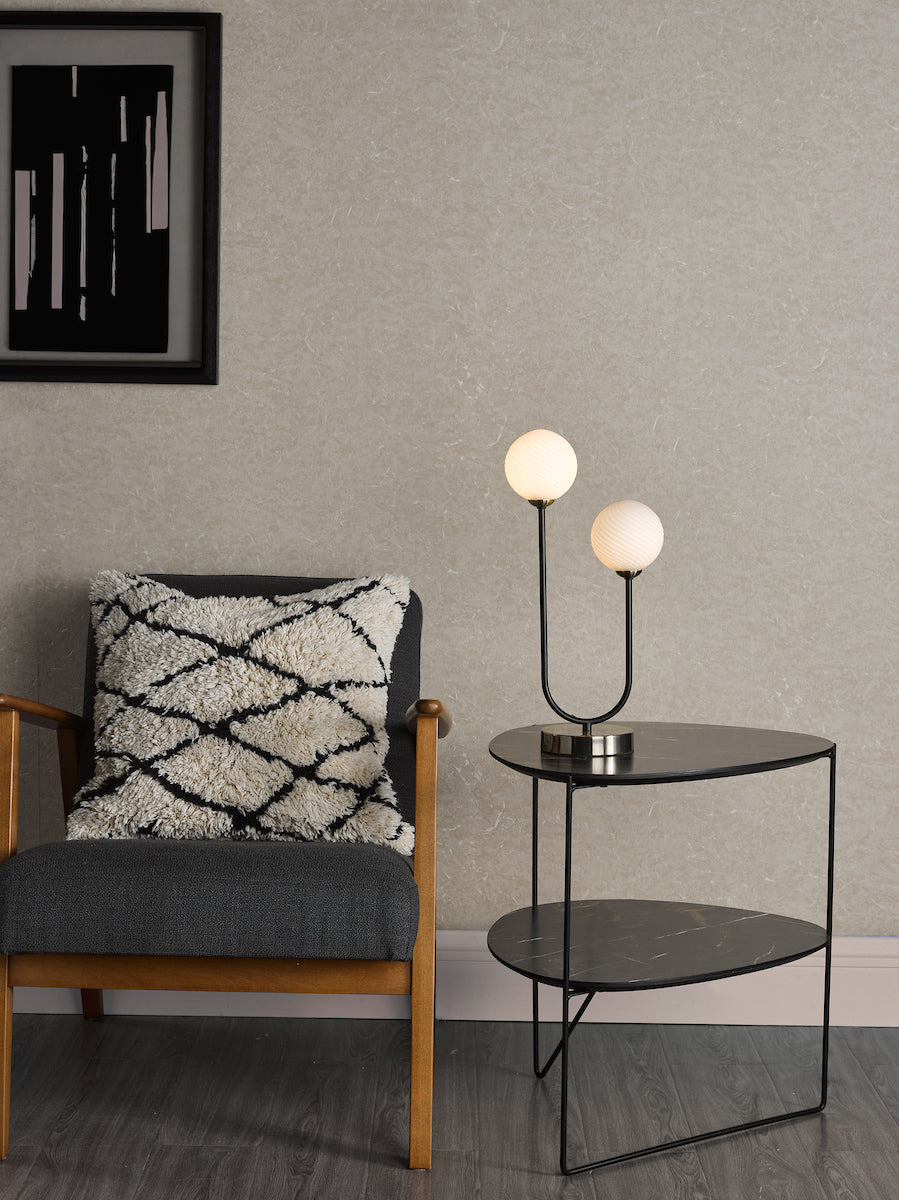 Dar Duo 2 Light Table Lamp Antique Brass and Opal Glass – from Amos Lighting + Home