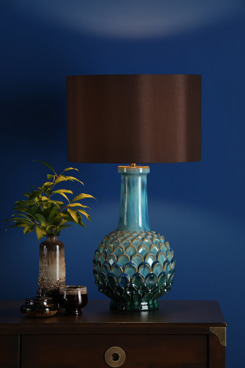 Dar Edlyn Table Lamp Blue Reactive Glaze Base Only – from Amos Lighting + Home