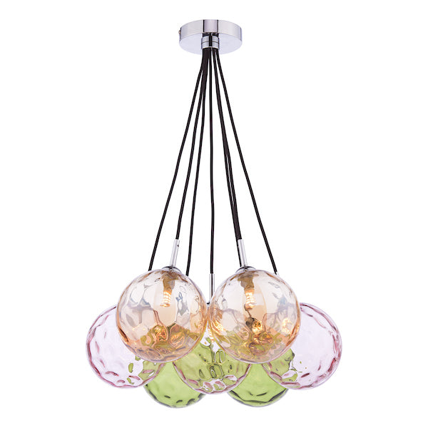 Dar Elpis 7 Light Cluster Pendant Mixed Glass – from Amos Lighting + Home