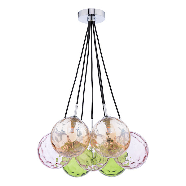 Dar Elpis 7 Light Cluster Pendant Mixed Glass – from Amos Lighting + Home