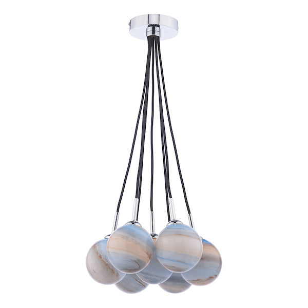 Dar Elpis 7 Light Cluster Pendant Planet Glass – from Amos Lighting + Home