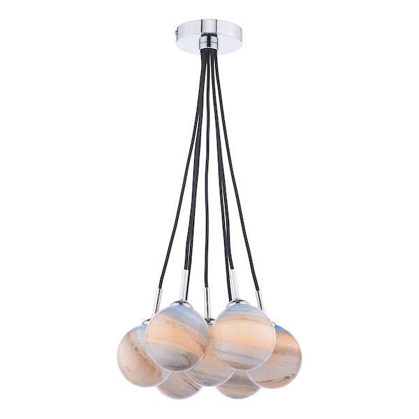 Dar Elpis 7 Light Cluster Pendant Planet Glass – from Amos Lighting + Home