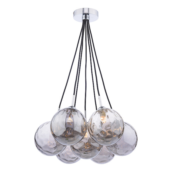 Dar Elpis 7 Light Cluster Pendant Smoked Glass – from Amos Lighting + Home