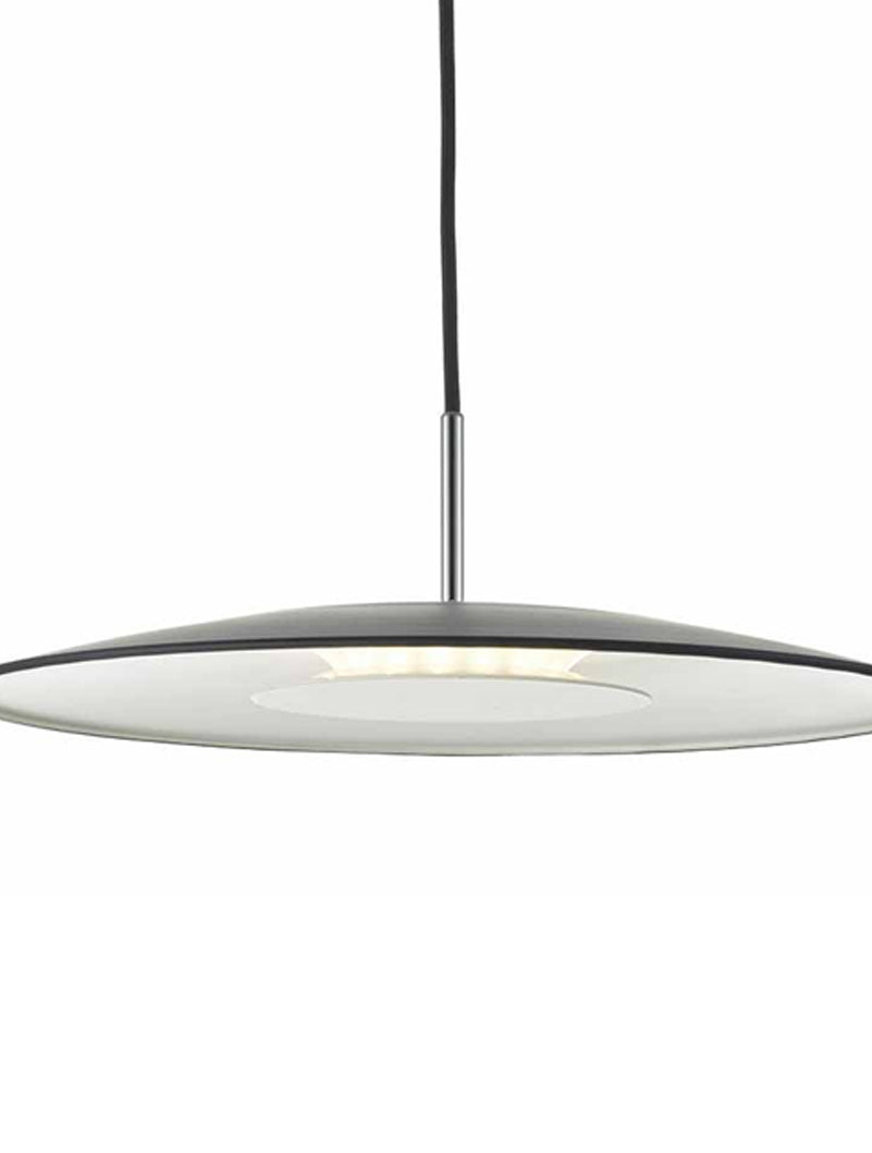 Dar Enoch LED Pendant Matt Black and Stainless Steel – from Amos Lighting + Home
