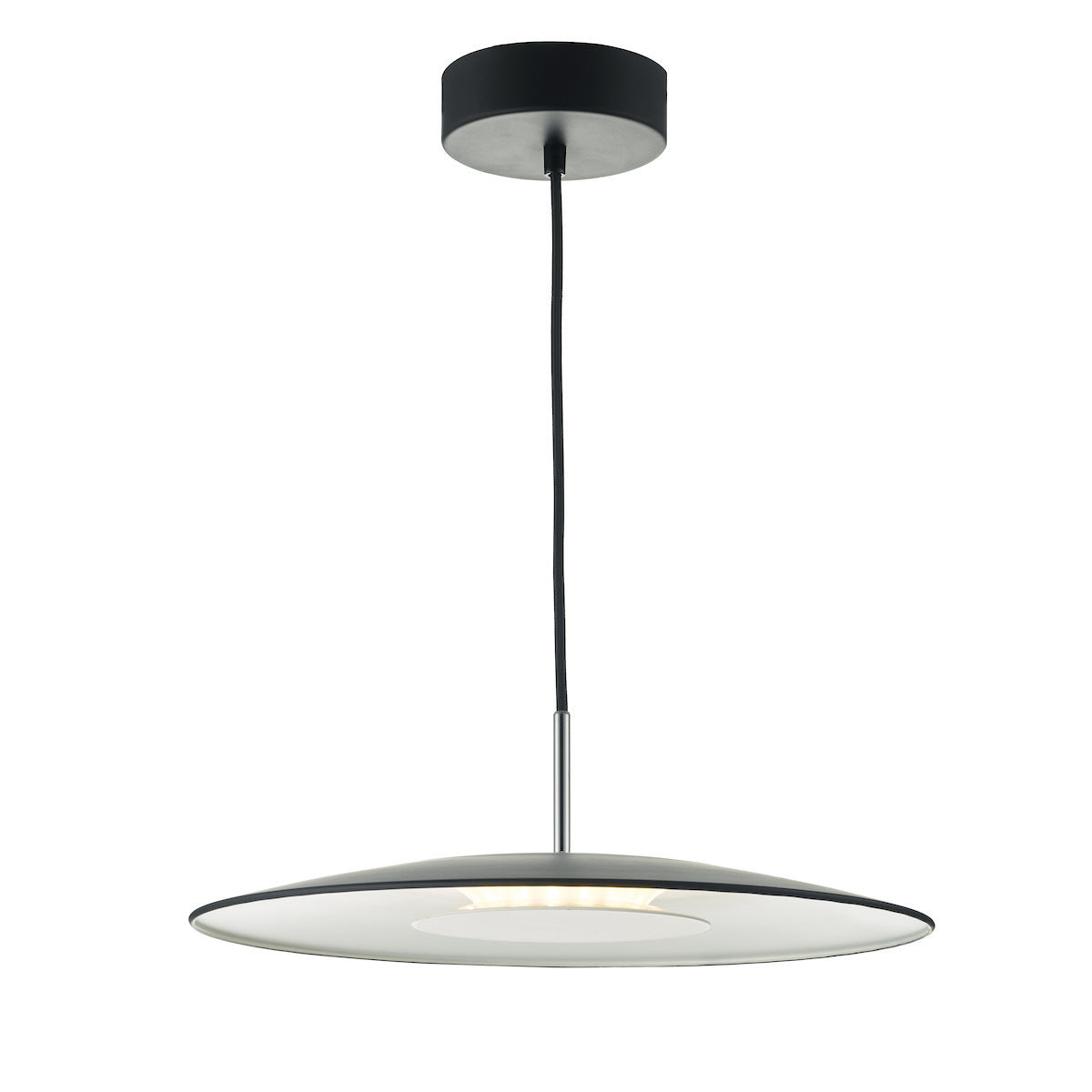 Dar Enoch LED Pendant Matt Black and Stainless Steel – from Amos Lighting + Home