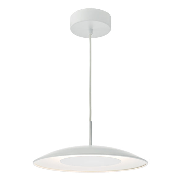 Dar Enoch LED Pendant White and Stainless Steel – from Amos Lighting + Home