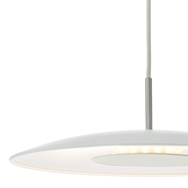 Dar Enoch LED Pendant White and Stainless Steel – from Amos Lighting + Home