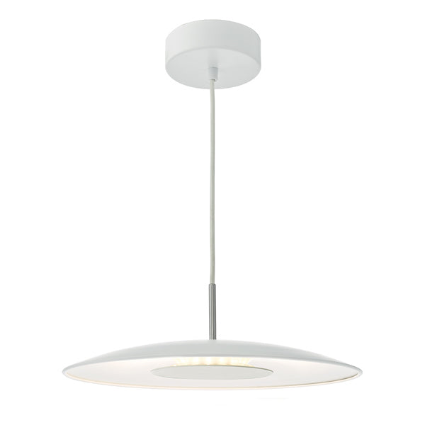 Dar Enoch LED Pendant White and Stainless Steel – from Amos Lighting + Home