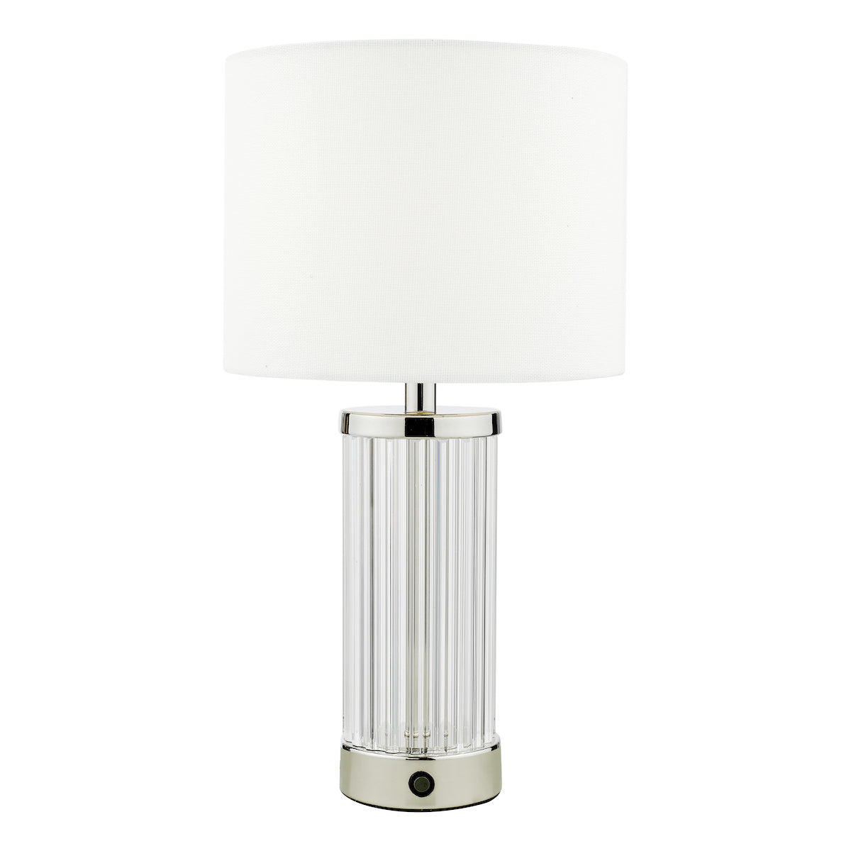 Dar Enrico Rechargeable Table Lamp Polished Nickel with Shade – from Amos Lighting + Home