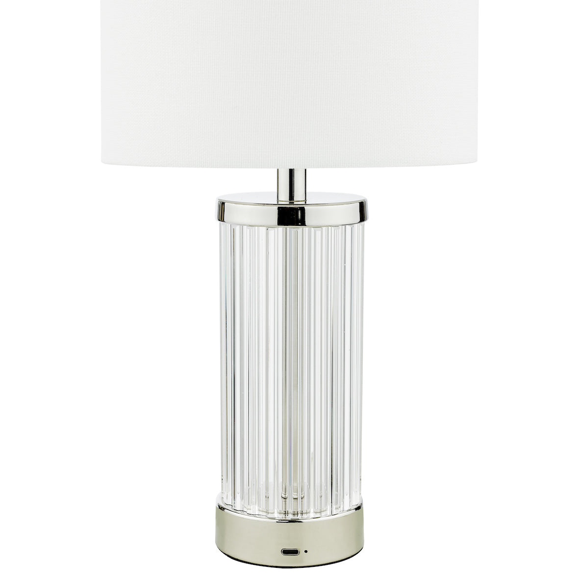 Dar Enrico Rechargeable Table Lamp Polished Nickel with Shade – from Amos Lighting + Home