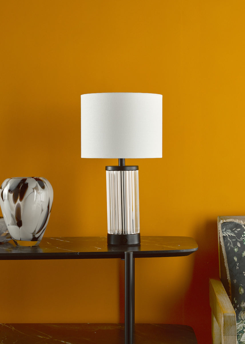 Dar Enrico Rechargeable Table Lamp Satin Black with Shade – from Amos Lighting + Home