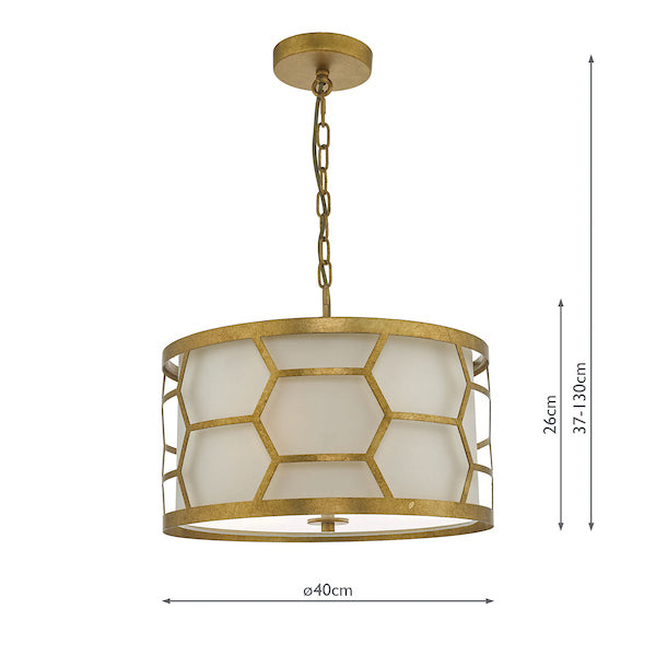 Dar Epstein 3 Light Pendant Gold With Ivory Shade – from Amos Lighting + Home