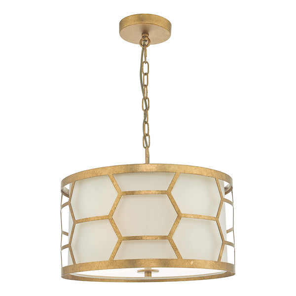 Dar Epstein 3 Light Pendant Gold With Ivory Shade – from Amos Lighting + Home
