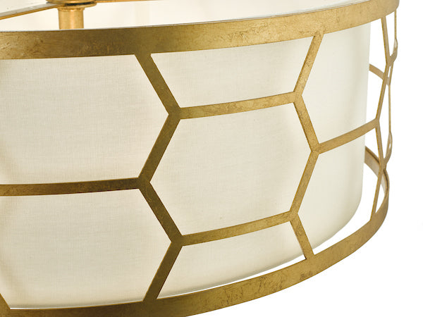 Dar Epstein 4lt Pendant Gold With Ivory Shade & Frosted Glass Diffuser – from Amos Lighting + Home