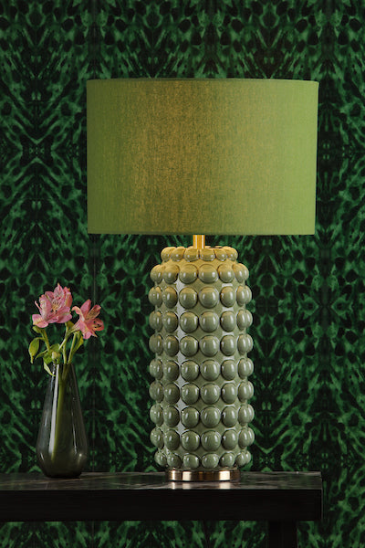 Dar Etzel Table Lamp Green with Linen Shade – from Amos Lighting + Home