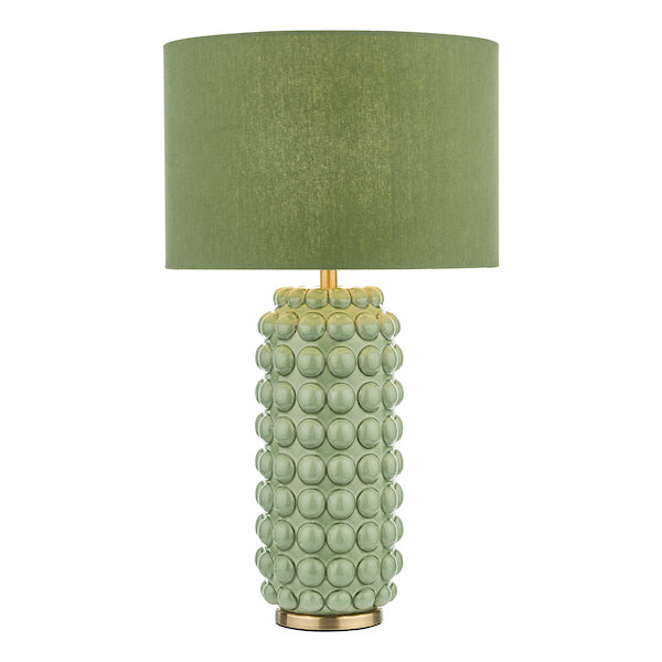 Dar Etzel Table Lamp Green with Linen Shade – from Amos Lighting + Home